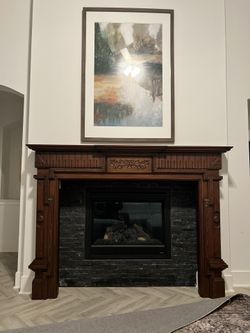 Beautiful Red Mahogany Carved Wood Mantle