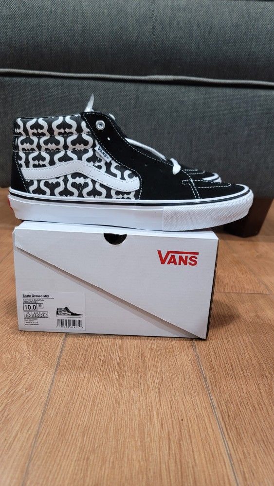 Supreme Vans Grosso Mid Supreme Monogram S Logo Black Size 10