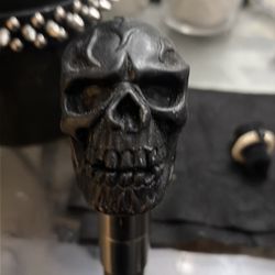 Handcrafted Skull And Carved Cane
