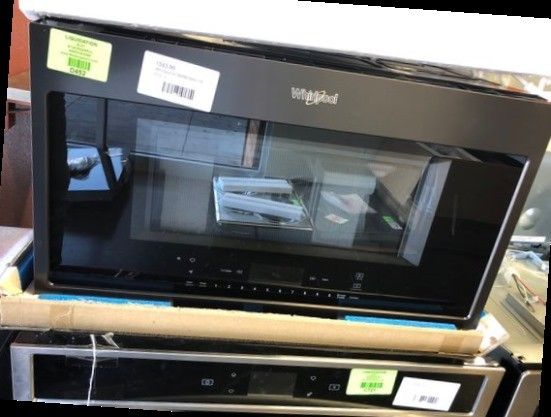 Brand New Whirlpool 1.9 cu. ft. Smart Over the Range Convection Microwave in Fingerprint Resistant Black Stainless