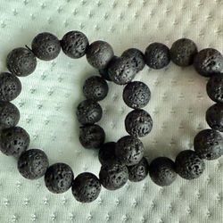 Black Volcanic Rock Lava Stone Beaded Bracelet Men Women Natural Stone Beads