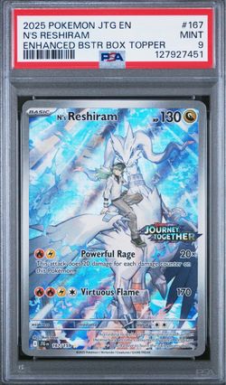 Pokemon N’s Reshiram Booster Box Topper stamped promo PSA 9