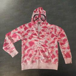 NWT BAPE ABC Pink Camo Shark Hoodie XL