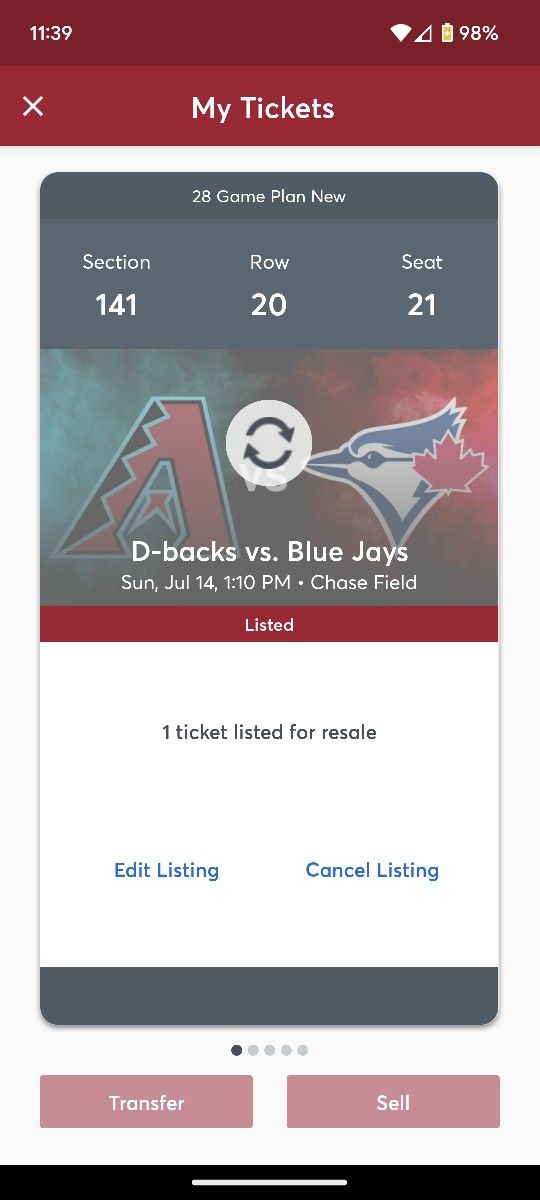 Dbacks V Blue Jays 7/14
