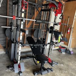 Smith Machine 200 | Adjustable Bench | 245lb Cast Iron Olympic Weights | 7ft Olympic Bar | Fitness | Gym Equipment | FREE DELIVERY 🚚