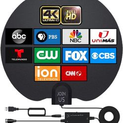 TV Antenna- Amplified HD Digital Indoor HDTV Antenna Long 380+ Miles Range 360° Reception Antenna Amplifier Signal Booster Support 4K 1080p Fire tv St