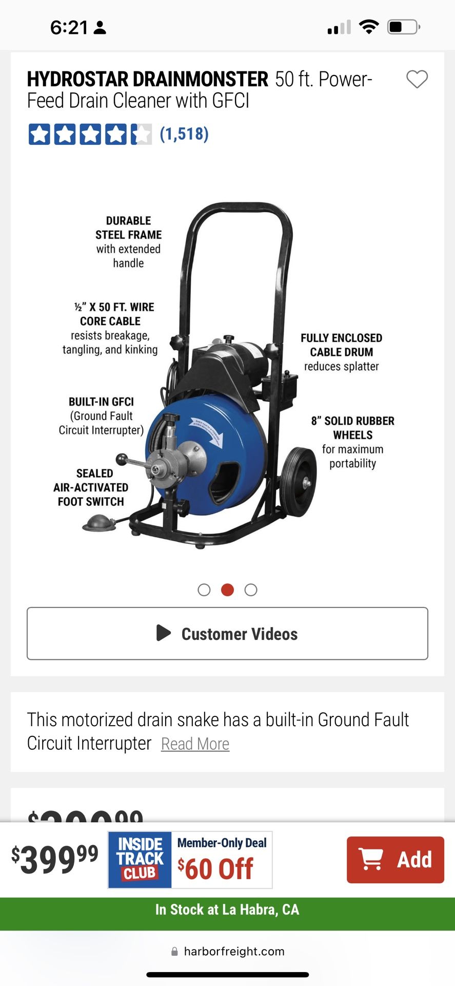 50 ft. Power-Feed Drain Cleaner with GFCI