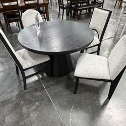 5PC Round Dining Table Set 48” D