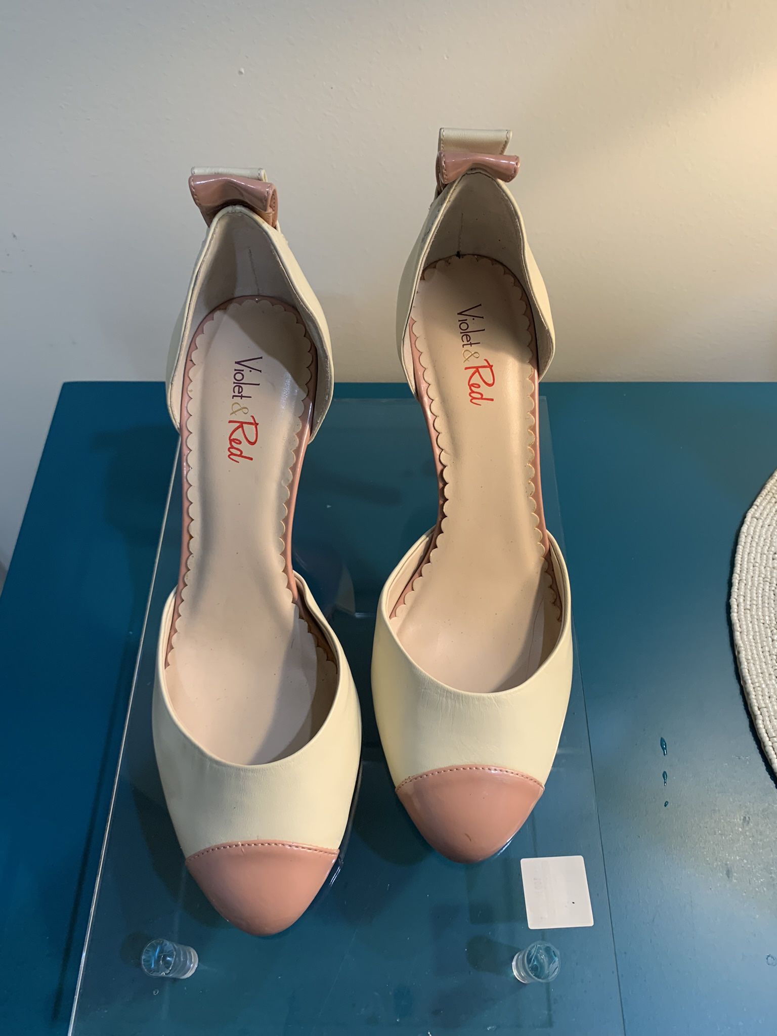 Pink And Cream High Heel Size 8.5