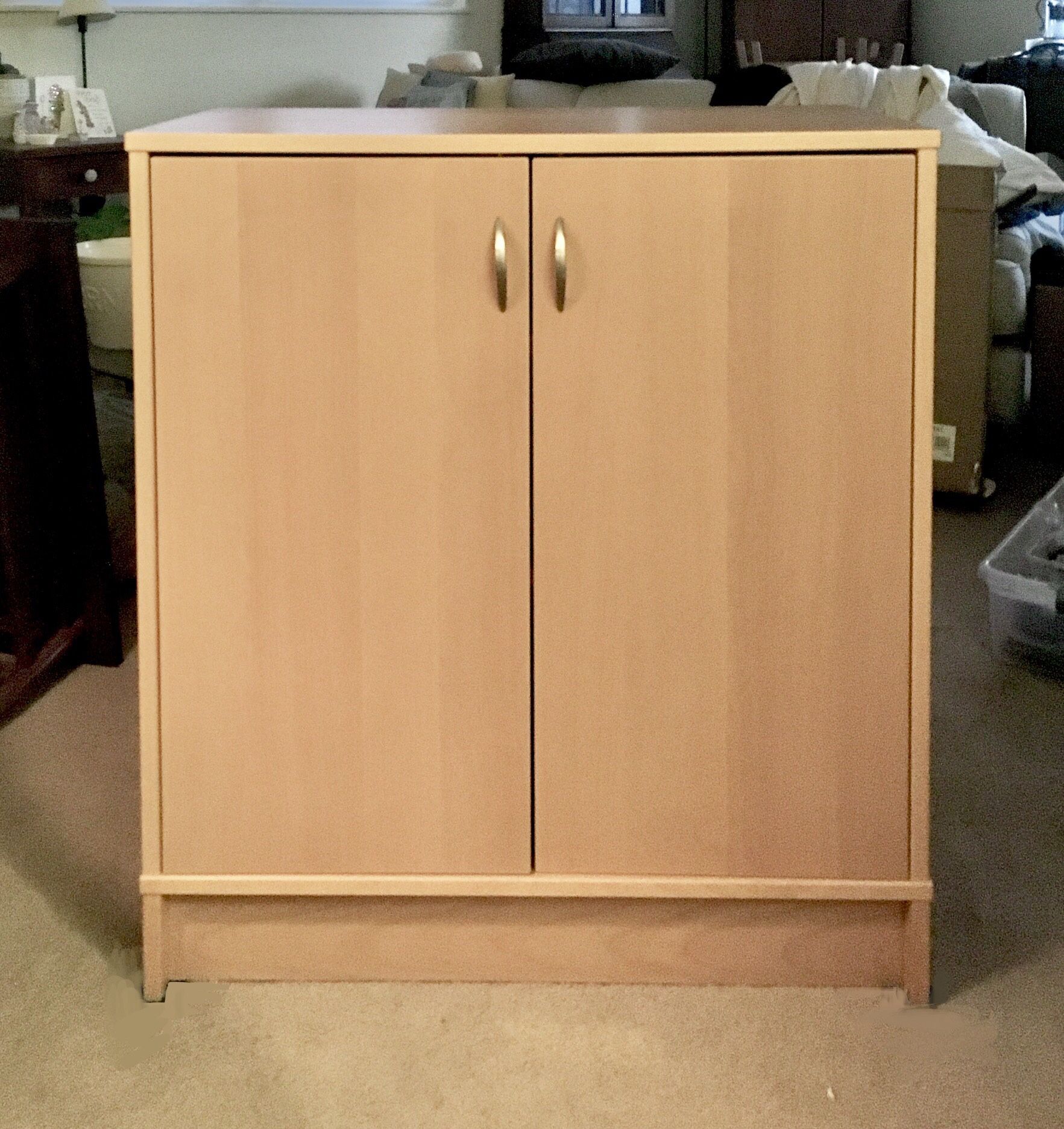 IKEA Lightwood Cabinet w/Adjustable Shelving + silver handles