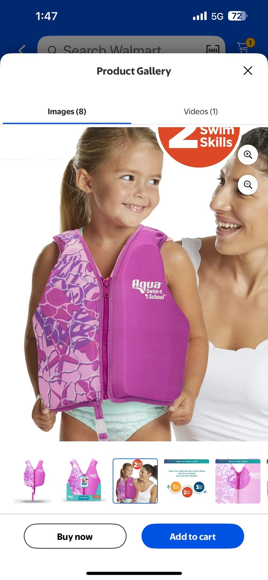 SwimSchool Swim Training Vest, Small/Medium, Ages 2-4 Years, Pink Turtle