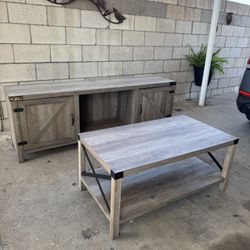 GREY TV STAND AND COFFEE TABLE 