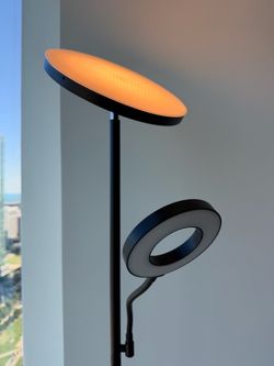 Modern LED Torchiere Floor Lamp with Reading Light