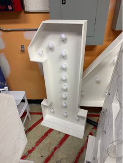 Wooden marquee numbers with lights - 120$ each -