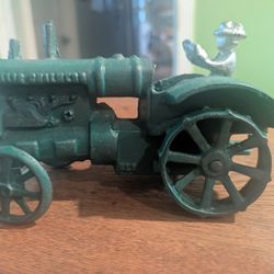  Allis Chalmers Cast Iron Tractor and Driver - 2 Pieces - Painted Green