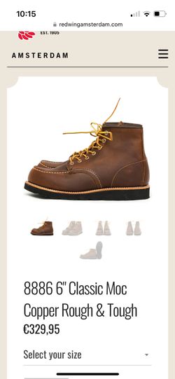 8886 6” Redwing Moc Toe Copper, rough And Tough