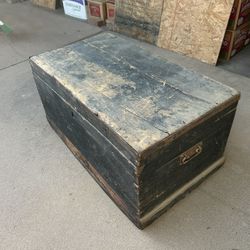 Antique Distressed Wood Trunk