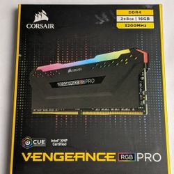 CORSAIR Vengeance RGB PRO 16GB (2PK 8GB) 3.2GHz PC4-25600 DDR4 DIMM Unbuffered Non-ECC Desktop Memory Kit with RGB Lighting - Black