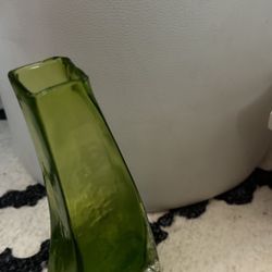 Asymmetrical Green Vase