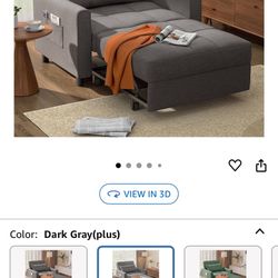 Aiho 34-Inch Sleeper Chair Bed, 3-in-1 Convertible Sofa Bed with Adjustable Backrest for Living Room or Apartment (Dark Gray)