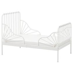 IKEA MINNEN Extendable Bed White Metal Frame with Mattress