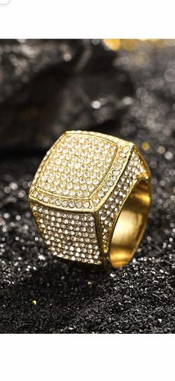Hip hop Mens Ice  Out Bling Big Ring Size 12 Silver Gold Plated 