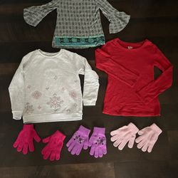 Girl’s Tops & Gloves (Size 8)