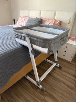 Bassinet for Twins - Adjustable Height Portable Crib with Wheels & Airflow Mesh