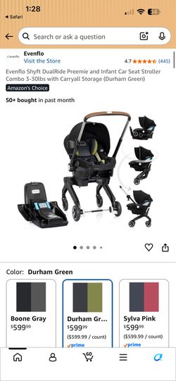 Evenflo Shyft DualRide Infant Car Seat & Stroller Combo – Durham Green