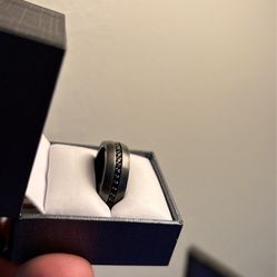 Black tungsten carbine ring with black sapphires