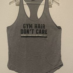 Victoria Secret Pink, Women’s Grey Razor Back TankTop Gym Hair Don’t Care Size L