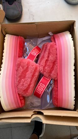 Ugg pink sandal platform disco Sherpa 1132010 size 10 women new