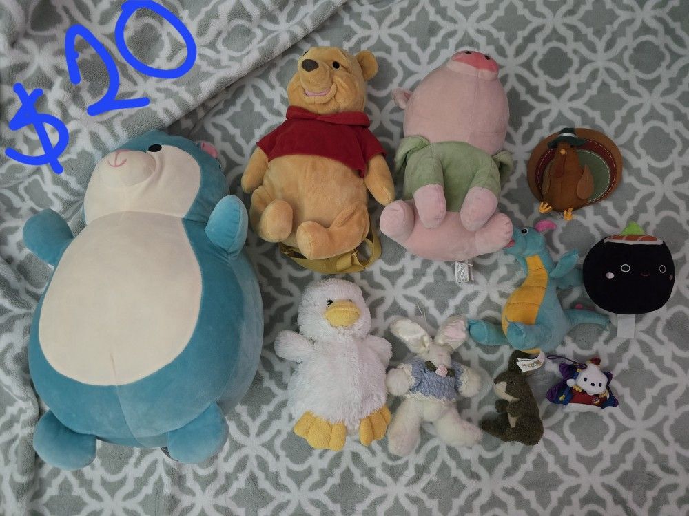 stuffed animals Different Brand Like squishmallows, Ty, miniso, disney,
