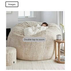 Home Sponge Bed Bean Bag Chair Cover Slipcover Double Bedroom Balcony Large Couch Round Soft Fluffy Cover No Fillings Only Cover