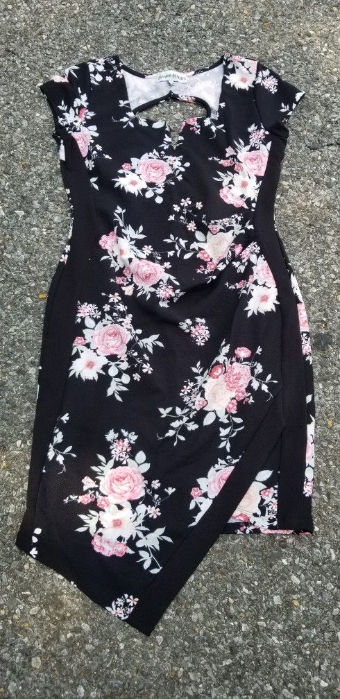 Almost Famous Black Floral Dress (L)