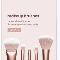 Makeup Brushes 5Pcs Makeup Brush Set Premium Synthetic Powder Foundation Contour Blush Concealer Eye Shadow Blending Liner Make Up Brush Kit