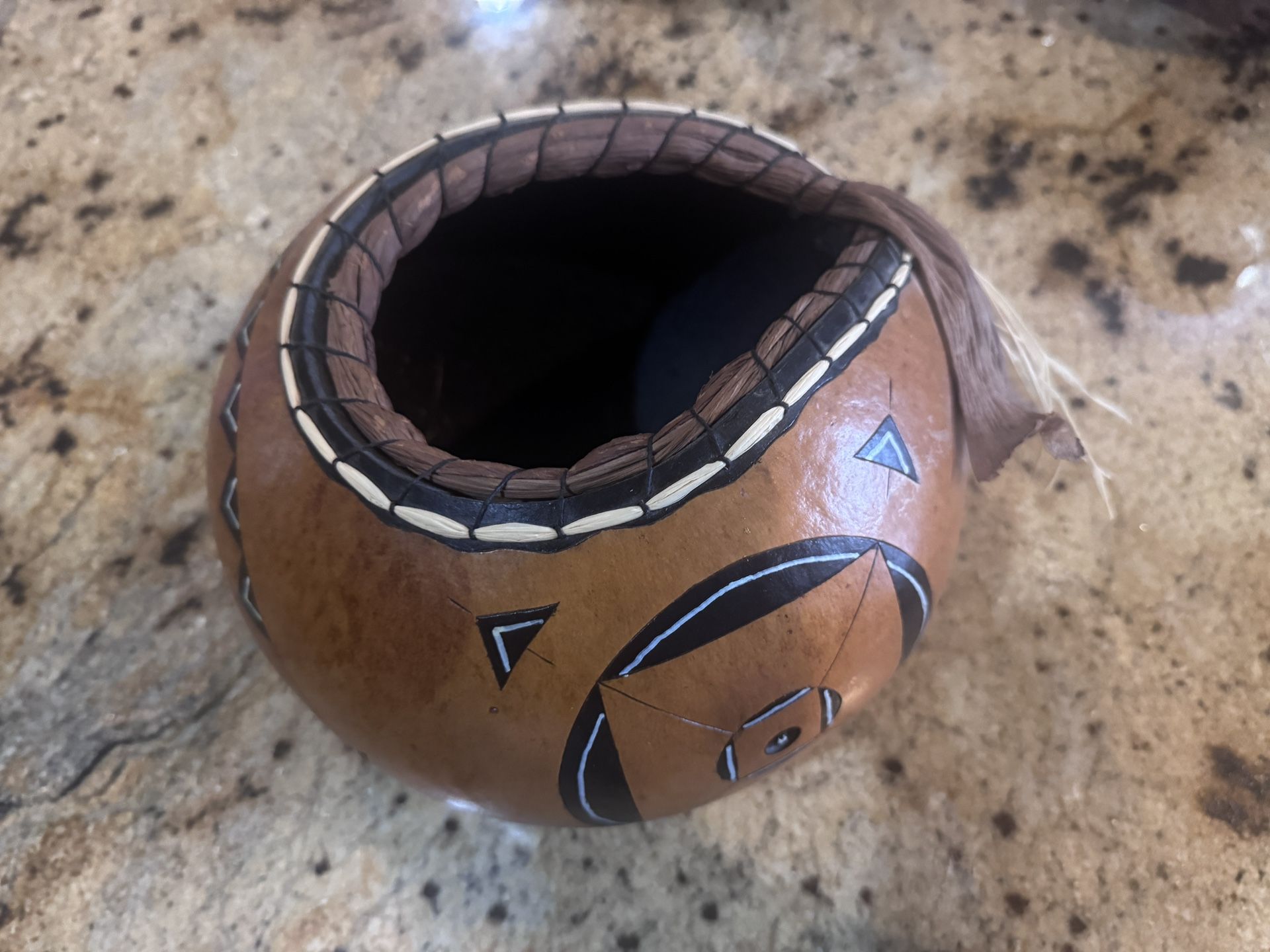 vintage Native American Southwestern gourd bowl 10” X 7”