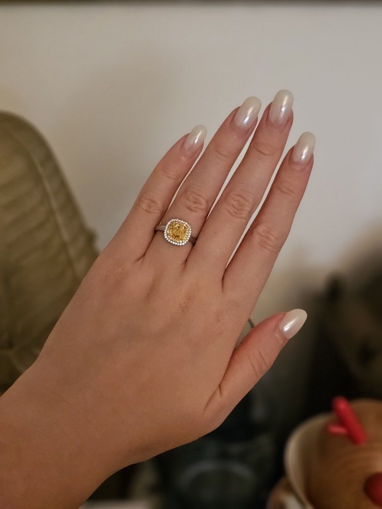 Antique Lab Created Yellow Diamond Wedding Ring Gifting 🎁