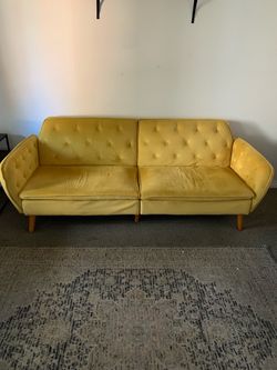 Yellow Velvet Futon Sofa