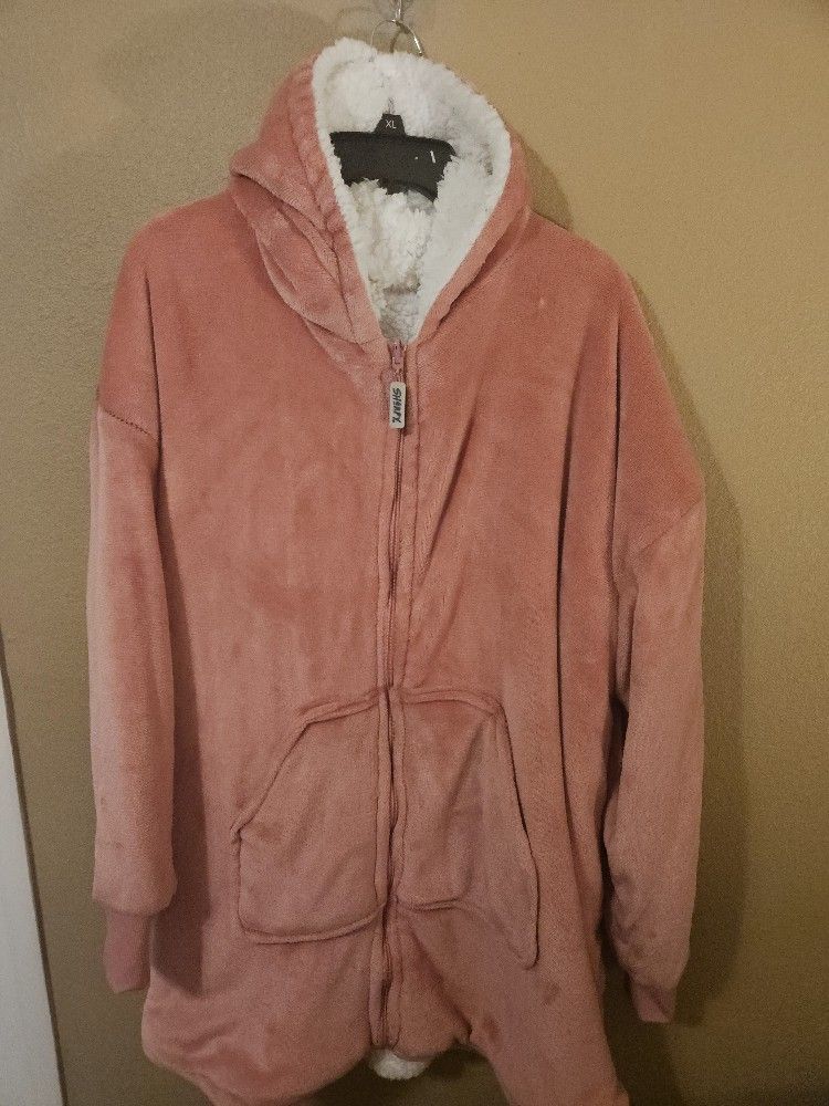 Sherpy Serpa With Hoodie Woman’s Jacket Oversized Rose Color sz Large