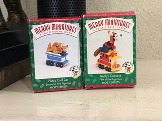 2 collectible Hallmark Merry Miniatures Mickey Express Figurines Set