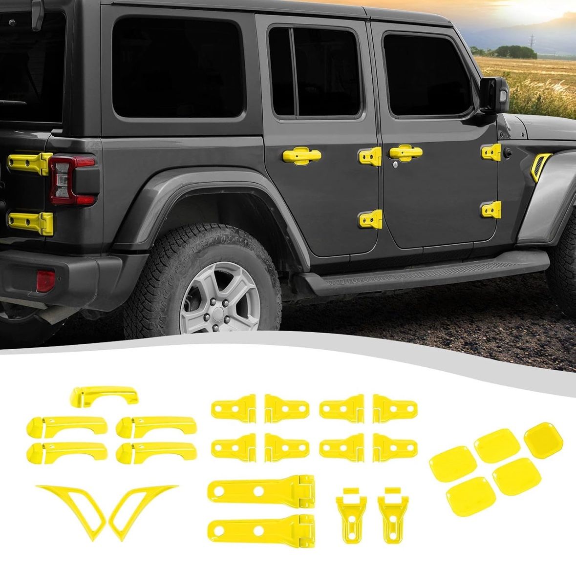 24PCS Full Set Exterior Decoration Trim Kit Fit for 2018-2025 Jeep Wrangler