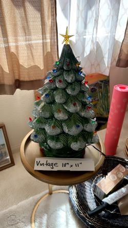 Vintage Ceramic Christmas Tree With Snow Tips.
