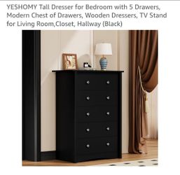 Yeshomy tall dresser black 5 drawers