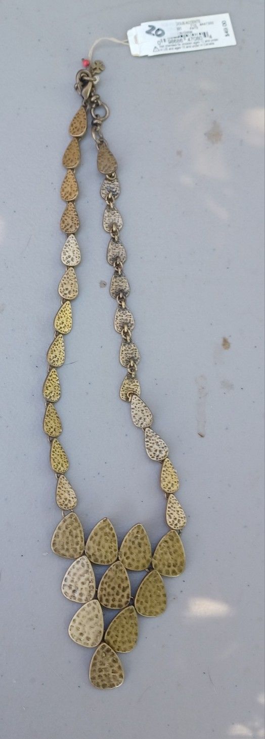Lucky Brand gold-tone hammered geometric collar necklace,