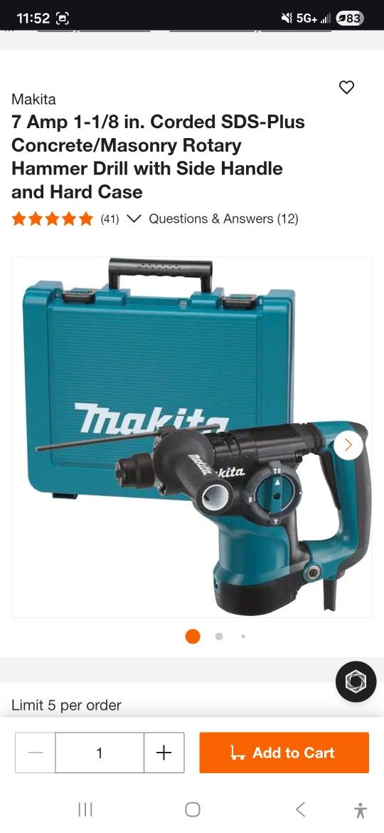 Concrete/Masonry Rotary Hammer Drill