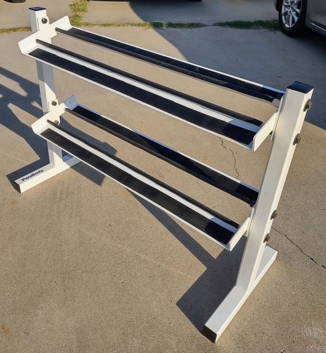 ParaBody/Life Fitness Super Heavy Duty Pro Commercial Grade 45” 2 Tier Dumbbell Rack