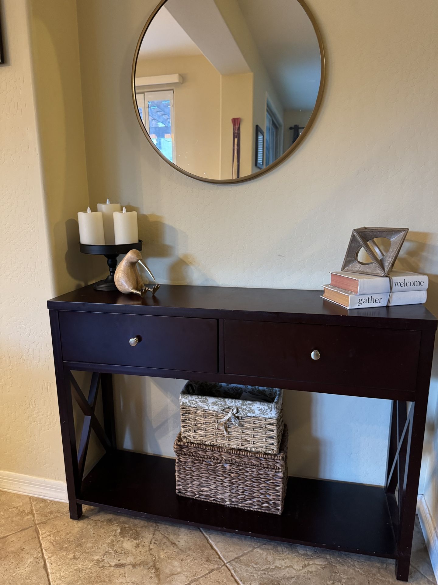 Drawer Console Table And Mirror
