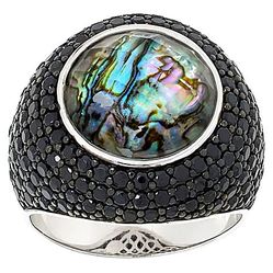 $225 KWAN yellow cyan BLACK SPINEL RING PEARL size 862143  New $225 KWAN yellow cyan BLACK SPINEL RING PEARL size 7