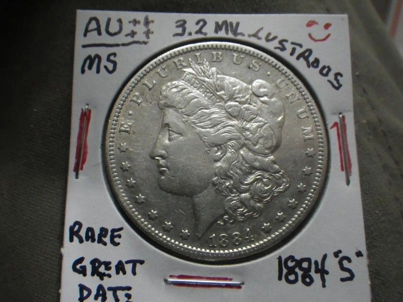1884S MORGAN SILVER-AU++++MS-LUSTROUS-RARE